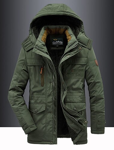  Herren Wander Fleecejacke Winterjacke Dicker warmer Kapuzenparka Militär Windjacke Outdoor Abnehmbare Mütze Trenchcoat Oberbekleidung Jagd Ski Snowboard Camping Höhlenforschung Schwarz Armee Grün Khaki Dunkelblau