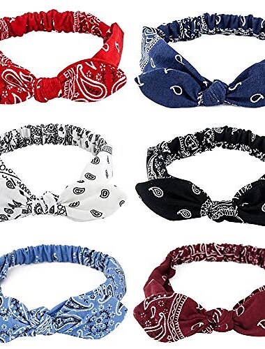  1 pc 弾性ペイズリーバンダナノットヘッドバンドウサギの耳弓ヘッドバンドターバン headwraps ヘアバンド女性女の子