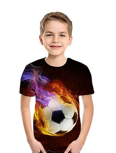  Kindertag Jungen 3D Graphic Fußball 3D T-Shirt Kurzarm 3D-Druck Sommer Aktiv Sport Casual Polyester kinderkleidung 2-13 Jahre