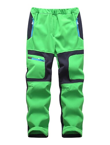  Boys Girls' Hiking Cargo Pants Fleece Lined Pants Softshell Pants Patchwork Winter Outdoor Standard Fit Thermal Warm Waterproof Ripstop Windproof Pants / Trousers Bottoms Purple Army Green Work