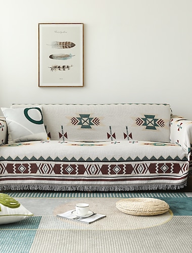  غطاء أريكة aztec بطانية أريكة بطباعة هندسية غطاء أريكة غطاء حماية للأريكة