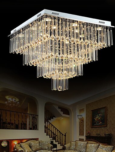  9-Licht 60 cm Quadratisches Liniendesign Einzigartiges Design Geometrische Formen Einbauleuchten Metall Glas Mehrlagig Künsterlischer Stil Moderner Stil Chrom Künstlerisch Traditionell-Klassisch