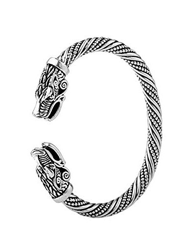  viking dragehoved metal manchet armbånd irsk keltisk knude skrue armbånd