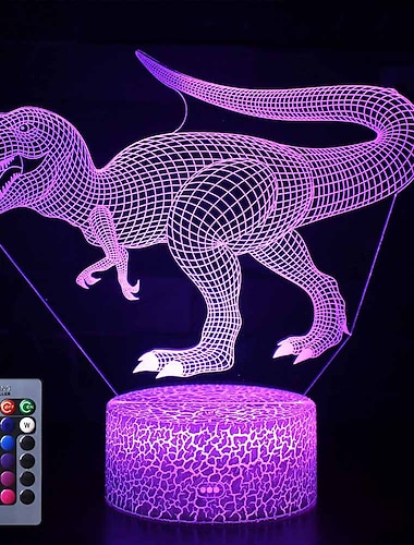  ديناصور ألعاب ضوء ليلي - مصباح ليلي ثلاثي الابعاد بثلاثة انماط&amp;أمبير ؛ جهاز التحكم&amp;أمبير ؛ 16 لونًا ذكيًا يتغير هدايا هدايا عيد الميلاد لعشاق 2 3 4 5 6 7 8 سنوات أولاد بنات عشاق الديناصورات