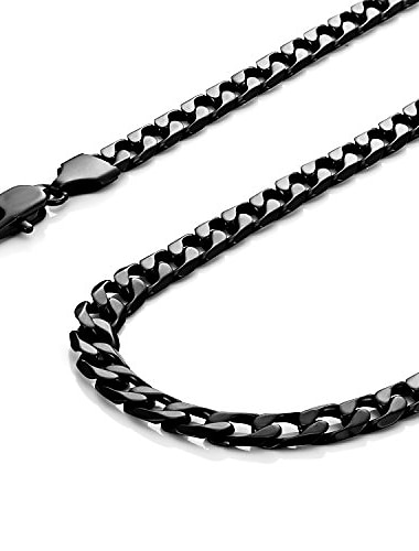  urban-smykker kraftig herrehalskjede svart 316l rustfritt stål kjede 46, 54, 59, 66-cm, (6mm)