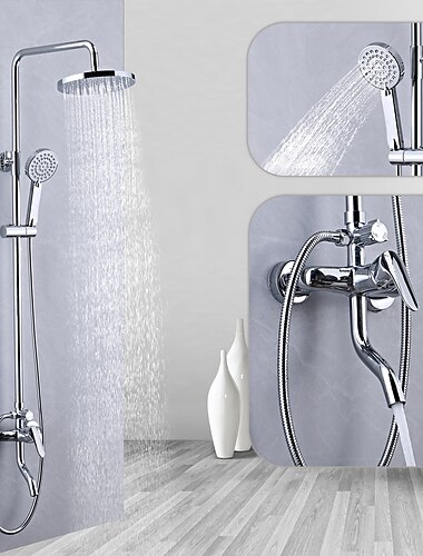  Duscharmatur, Duschsystem, Regenduschkopf, Systemset, Handbrause inklusive, ausziehbare Multi-Spray-Dusche, zeitgenössische, traditionelle, galvanisierte Halterung, Keramikventil, Badewanne, Dusche,