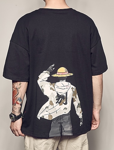  One Piece Обезьяна d Луффи Косплэй Kостюмы Как у футболки Аниме Графические принты Рисунок Харадзюку Графический Назначение Муж. Жен. Взрослые Снова в школу!