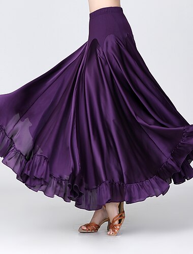  رقص الصالة تنانير كشاكش ruching في مكسرة نسائي أداء التدريب ارتفاع عال بوليستر