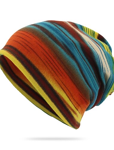  Novo gorro com estampa de listras unissex feminino macio outono inverno chapéu quente cachecol boné de hip hop casual ao ar livre