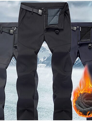  Homens Calças de Trilha Calças forradas de lã Casaco de inverno Calças Softshell Inverno Outono Ao ar livre Padrão Térmico / Quente Forro de Velocino Prova-de-Água A Prova de Vento Calças Preto Azul