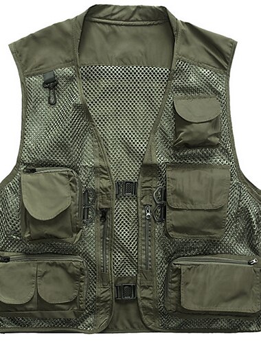  Herren Anglerweste Weste für Wanderer Arbeitsweste Außen Multi-Pocket Rasche Trocknung Leicht Atmungsaktiv Herbst Frühling Sommer Weste / Fahrradweste Gitter Campen und Wandern Jagd Angeln Blau Kaki