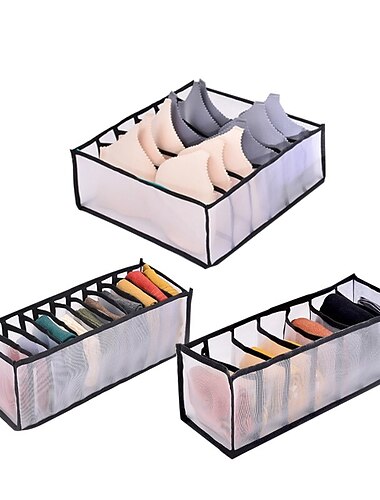  Aufbewahrungsbox 3-teilige Faltteiler Aufbewahrungsschubladen für Unterwäsche BH Socken 6 7 11 Badezimmer Aufbewahrungsbehälter