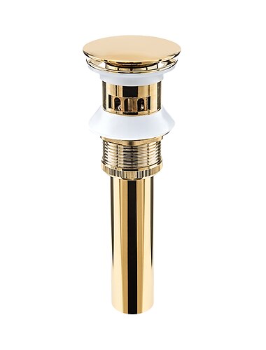  Brass Pop Up Sink Drain Stopper with Overflow Bathroom Faucet Vessel Vanity Sink Drainer(Golden)