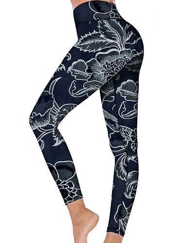 Damskie Spodnie do jogi Podnoszenie pośladków Wyszczuplenie brzucha Wysoka talia Trening w siłowni Bieganie Zdatność Rajstopy Getry W Tureckie Wzory Nadruk Czarny Jesień Zima Sport Odzież sportowa