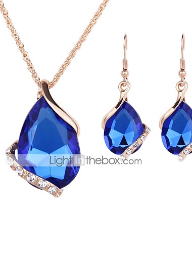  Zestaw biżuterii Kolczyki drop For Damskie Szafir Kryształ Impreza Ślub Codzienny Różowe złoto Kryształ Kryształ górski Gruszka Pasjans Kropla Czerwony Niebieski Zielony / Naszyjniki z wisiorkami