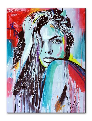  Peinture à l'huile Hang-peint Peint à la main Verticale Abstrait Personnage Moderne Toile roulée (sans cadre)