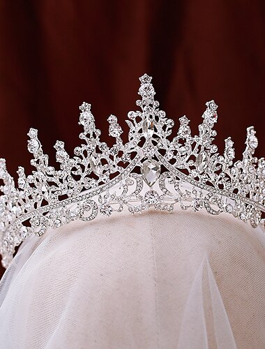  Crown Tiaras Metalliseos Häät Erikoistilaisuus Ystävänpäivä mielitietty Ylellisyys Prinsessa Kanssa Tekojalokivi Päähine Päähineet