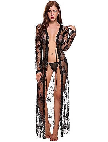  Mujer Normal Malla Encaje Agujero Súper Sexy Camiseras y Vestidos Ropa Interior Lencería Lencería - Licra Ocasión especial Fiesta / Noche Color sólido Conjuntos de sujetadores y bragas Blanco Negro
