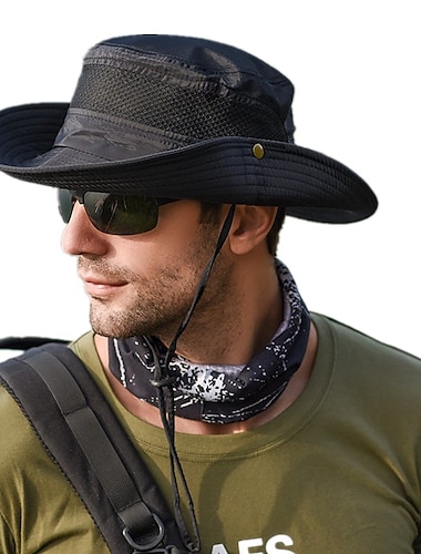  Hombre Gorro para el Sol Sombrero Bob Al aire libre Empacable UPF50+ Protección UV Secado rápido Primavera Verano Sombrero Malla Camping / Senderismo Caza Pesca Verde Ejército Gris Caqui