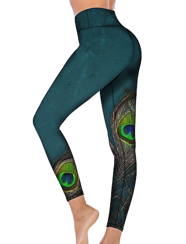  Mulheres Calças de ioga Butt Lift Compressão abdominal Cintura Alta Treino de Ginástica Corrida Ginástica Meia-calça Leggings Impressão 3D Verde Caçador Outono Inverno Esportes Roupas Esportivas