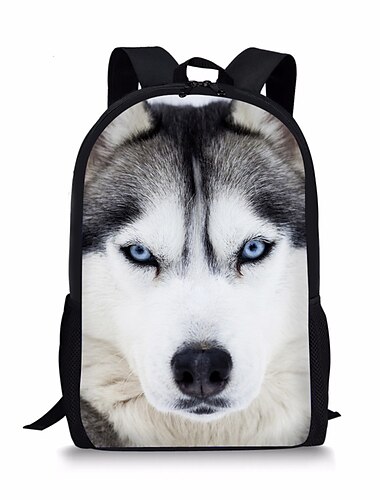  ryggsäck med husky hund med djurtryck för skola, resor och vardagsbruk - rymlig och hållbar med justerbara remmar och flera fack