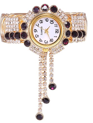  Dame Quartz ure Luksus Bling Rhinsten Digital skive Verdenstid Dekorativ Legering Ur