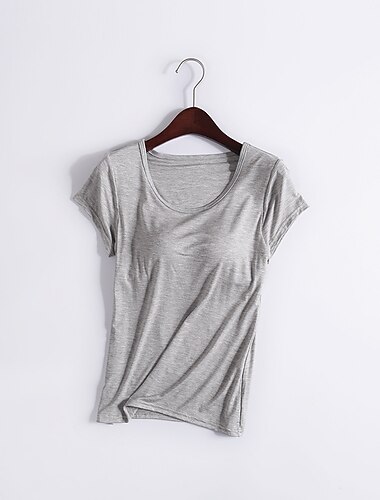  T shirt Tee Femme Plein Couleur Pleine Intérieur Casual du quotidien T shirt Tee Manches Courtes Col Rond basique Rouge vin Taro violet Blanc d'origine S
