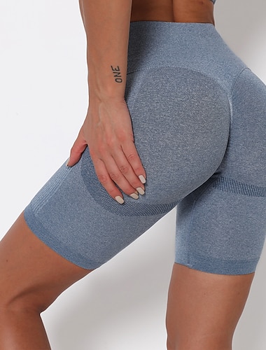  Damen Fitnessshorts Yogashorts Bikershorts Scrunch-Po Rüschen-PO-Lifting Zwickel im Schritt Bauchkontrolle Po-Lifting Hohe Taille Fitness Fitnesstraining Laufen Unterteile Mode Schwarz Gelb Rot