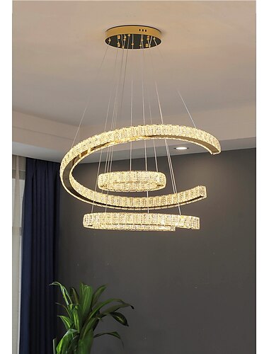  3-Ring LED dimmbar Pandent Licht Kristall Kreis Design Kronleuchter Edelstahl geschichteten künstlerischen Stil formalen Stil galvanisierten künstlerischen LED 110-240v