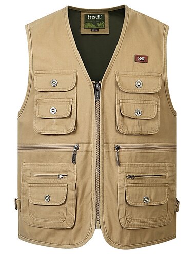  Herren Jagd-Fleece Außen tragbar Atmungsaktiv Komfortabel Frühling Sommer Solide Baumwolle Armee-Gelb Kaki cremefarben