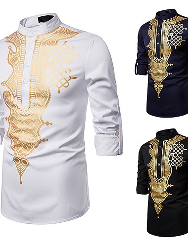  Homme Chemise Tenues Africaines Modernes Impression africaine Dashiki Mascarade Adultes Chemise Soirée