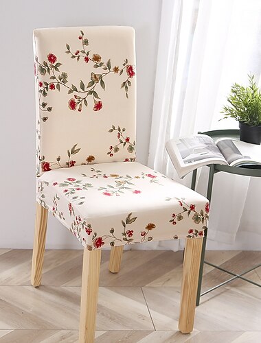  Esszimmerstuhl-Abdeckung, Stretch-Stuhl-Sitzbezug Stuhlhussen, weiches Blumenmuster, strapazierfähiger, waschbarer Möbelschutz für Esszimmer-Partys