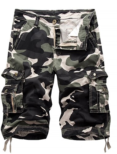  Voor heren Cargoshorts Camouflage shorts Wandelshorts Meerdere zakken Recht been Camouflage Kleur Ademend Voor buiten Knielengte Casual Dagelijks Streetwear Stijlvol Camouflage Rood Gele camouflage