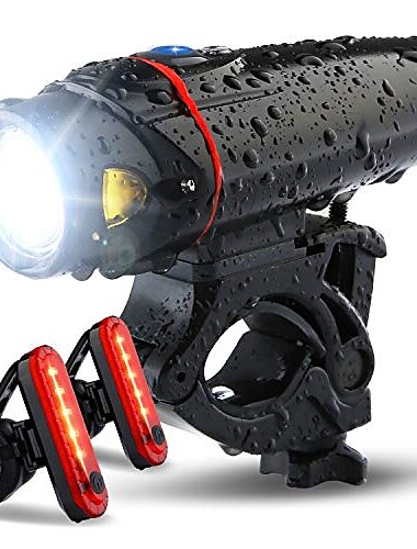  Vulkan Eye Bike Scheinwerfer und 2 LED-Heckleuchten Set, USB wiederaufladbare Fahrrad LED Front- und Heckleuchten, leistungsstarke super helle Fahrradleuchten für Kinder Männer Frauen