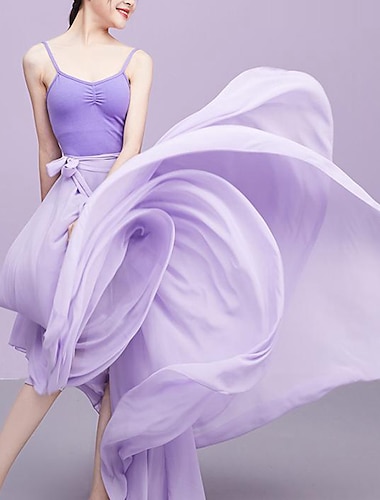  faldas de salón trajes de color puro entrenamiento de rendimiento diario de las mujeres ropa diaria gasa natural