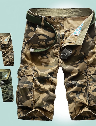  Voor heren Cargoshorts Camouflage shorts Korte broek Wandelshorts Vetoketju Meerdere zakken Camouflage Kleur Dagelijks Feestdagen Streetwear Stijlvol Leger groen Khaki Inelastisch