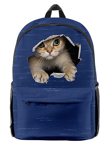  süßer Katzenrucksack für Kinder und Jugendliche – Schultasche mit 3D-Peekaboo-Katzen-Print und lustigem Lochdesign für Jungen und Mädchen