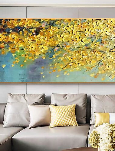  pintura al óleo 100% hecho a mano pintado a mano arte de la pared sobre lienzo paisaje moderno planta flores amarillas decoración del hogar decoración lienzo enrollado sin marco sin estirar