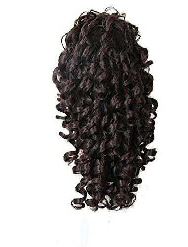  Griffe bouclée crépue de 20 pouces dans les cheveux de queue de cheval s faux cheveux queue de cheval morceau de cheveux rouge / noir / brun tress 3 couleurs # 4 20 pouces