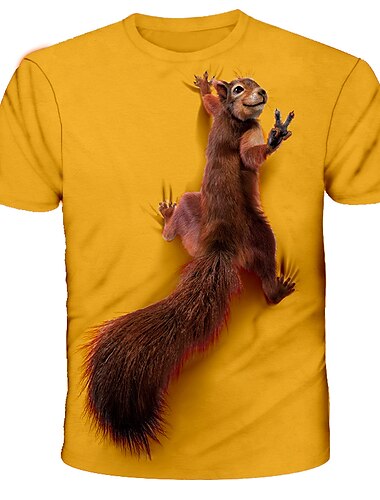 Herren Grafik Tiermotiv Eichhörnchen T Shirt T-Shirt Lustige T-Shirts Kurzarm T-Shirt 3D-Druck Rundhals Hemd Streetwear Übertrieben Designer Täglich Ferien Meeresblau Weiß Gelb Bekleidung S M L XL