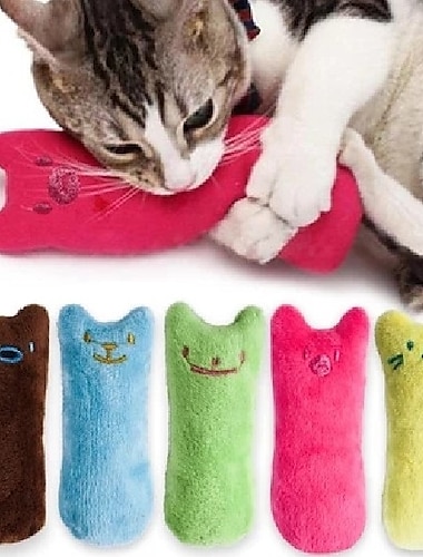  2 bucăți jucării de slefuit dinți catnip jucărie amuzantă interactivă de pluș pentru pisici pisicuțe de companie de mestecat jucărie vocală gheare mușcătură cu degetul mare menta pentru pisici