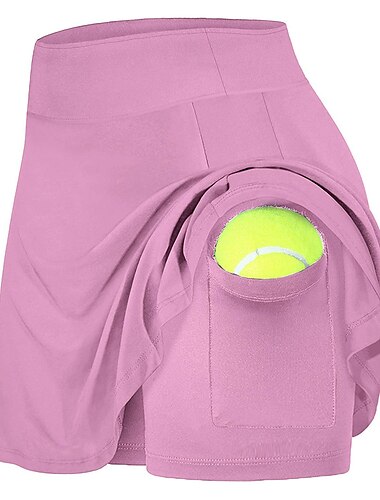 Damen Laufrock Tennisrock Seitentaschen 2 in 1 Kurze Hose Sportlich Athlässigkeit Elasthan Atmungsaktiv Feuchtigkeitsabsorbierend Weich Fitness Fitnesstraining Laufen Sportbekleidung Sportkleidung