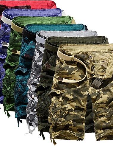  Per uomo Pantaloncini cargo Pantaloncini mimetici Pantaloncini da Escursionismo Multi-tasche Tasche Multiple Mimetico Traspirante All'aperto Lunghezza al ginocchio Casuale Quotidiano Streetwear