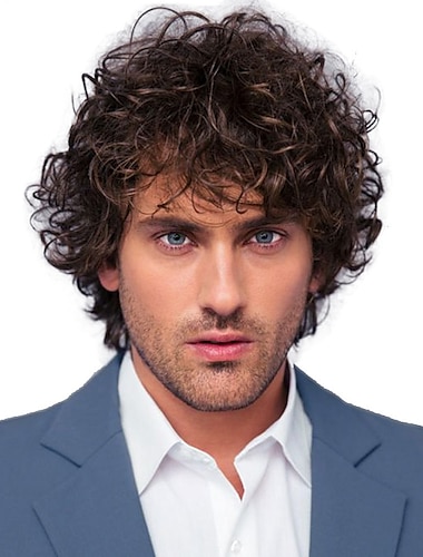  Pelucas sintéticas Rizado Bob corto Peluca Corta Negro / Marrón Pelo sintético 28 pulgada Hombre Fiesta Moda Confortable Negro Marrón