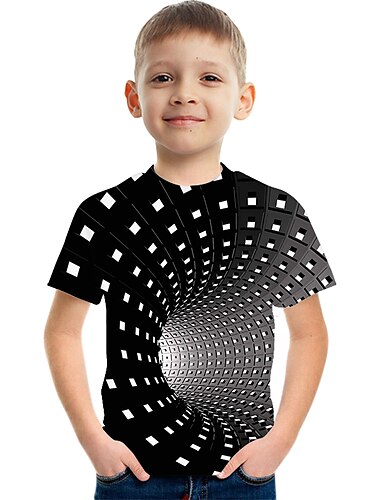  Poikien 3D Väripalikka 3D Print T-paita Lyhythihainen 3D-tulostus Kesä Aktiivinen Urheilu Katutyyli Polyesteri Raion Lapset 2-13 vuotta ulko- Päivittäin