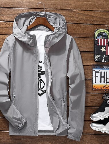  Herren-Windjacke, Laufjacke, Tasche, durchgehender Reißverschluss, langärmliger Mantel, sportlich, Freizeit, Herbst, wasserdicht, UV-Sonnenschutz, winddicht, atmungsaktiv, Fitness, Fitnessstudio, Training, Laufen, Sportbekleidung