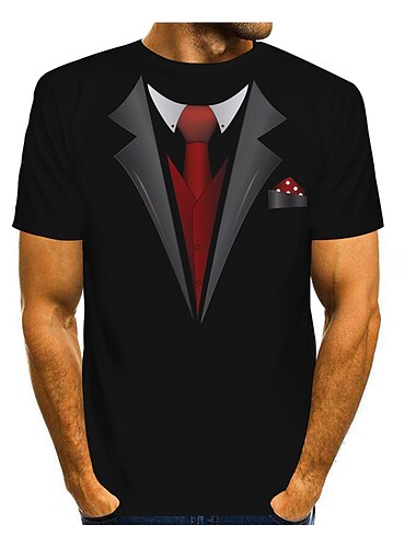  Voor heren Grafisch T-shirts Smoking overhemden Korte mouw T-shirt 3D-afdrukken Ronde hals Overhemd overdreven Basic Dagelijks Zwart Wit Geel Kleding Normaal S M L XL XXL 3XL 4XL