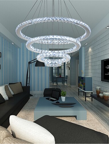  moderne led ring kristallen kroonluchters diy vorm indoor hanglamp lamp opknoping kroonluchter verlichting verlichting cristal schorsingen lampen