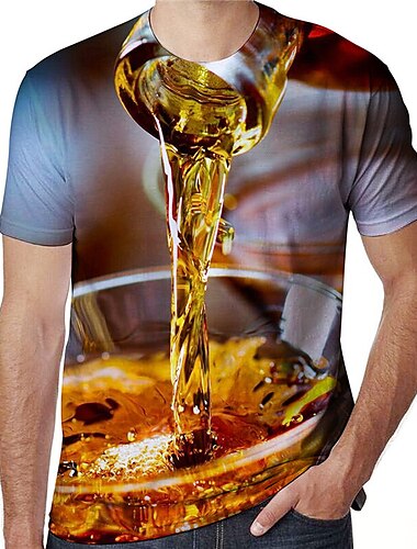  Herren Graphic 3D Bier Hemd T Shirt Kurzarm T-Shirt Rundhalsausschnitt Hemd Basic Ausgehen Wochenende Dunkelgrau A B Bekleidung Übergröße S M L XL 2XL 3XL 4XL