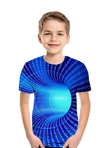  Ostern Jungen 3D Geometrisch Regenbogen 3D-Druck T-Shirt Kurzarm 3D-Druck Sommer Aktiv Sport Strassenmode kinderkleidung 2-12 Jahre